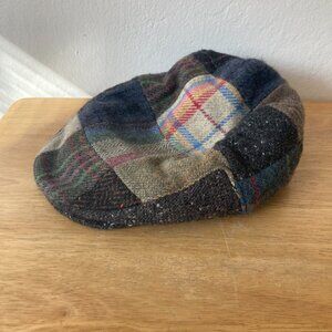 Glenaran 100% Wool Irish Tweed Patchwork Flat Cap Irish Cabbie Mizen Newsboy XL